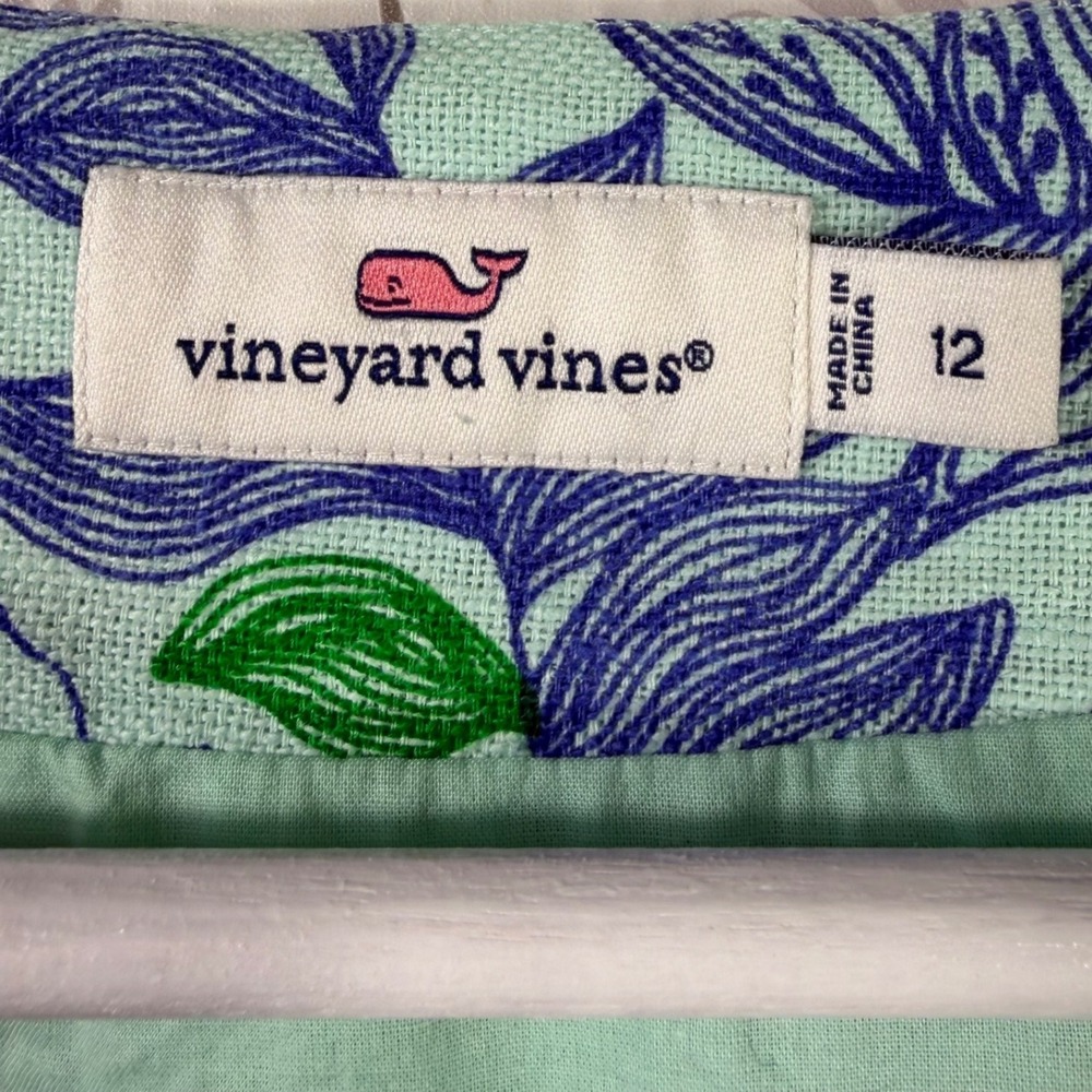 Vineyard Vines Linen Cotton Shift Dress Floral Tunic Dress 12 Preppy Coastal - Picture 5 of 16
